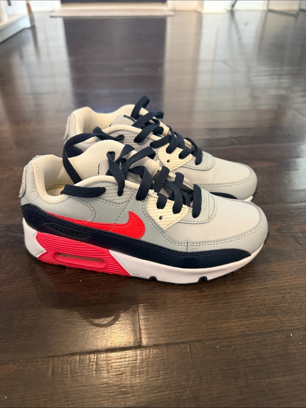 Nike Kids Light Gray, Navy & Red Athletic Sneakers
